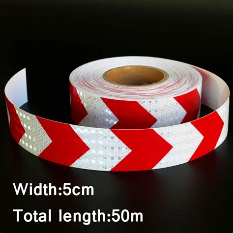50mx5cm redandwhite arrow reflective strips glue stickers for car styling motorcycle automobiles