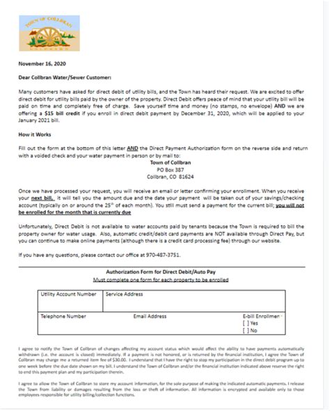 Authorization Form To Use Utility Bill Letter Of Authorization From