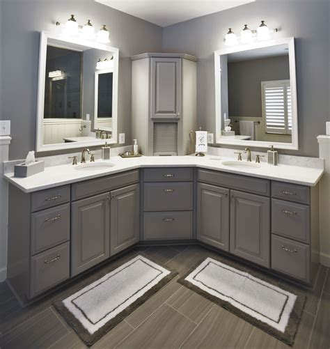 Beautiful mosaic accents give the space a touch of luxury. This large corner vanity has striking features with double ...