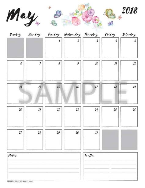 May 2018 Printable Calendar Free Pdf Download