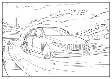 Mercedes Benz Sport Coloring Page Car Pages Cars Sketch Coloring Page
