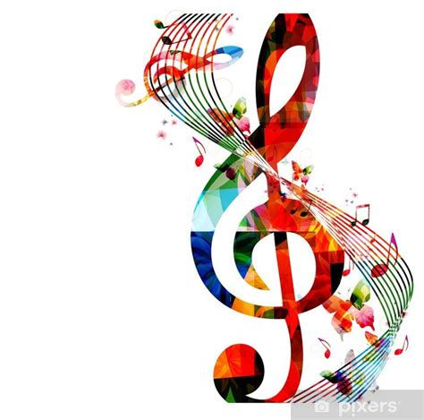 Poster Colorful Background With Music Notes Pixersus