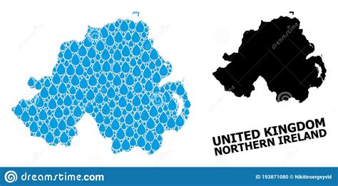 Vector Mosaic Map Of Northern Ireland Of Liquid Drops And Solid Map