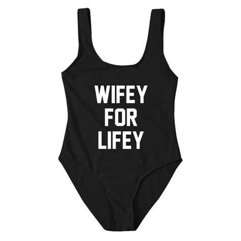 Wifey For Lifey High Cut Swimsuits Honeymoon Outfit Bride Wife T