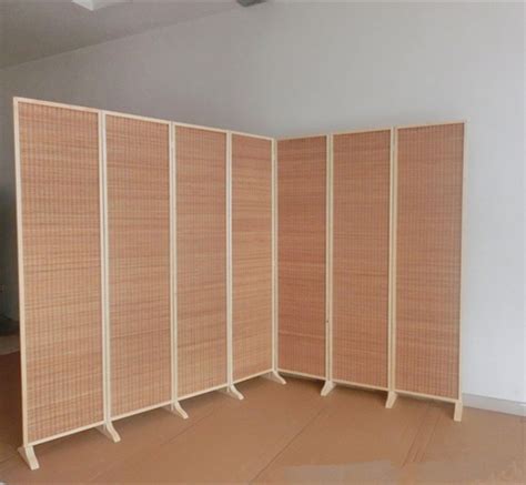 Wide And Large Decorative Freestanding Woven Bamboo 7 Panel Hinged