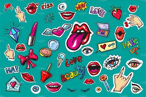 Fashion Pop Art Stickers Illustrations Creative Market