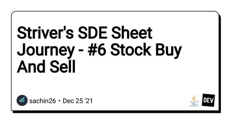 Strivers Sde Sheet Journey 6 Stock Buy And Sell Rdevto