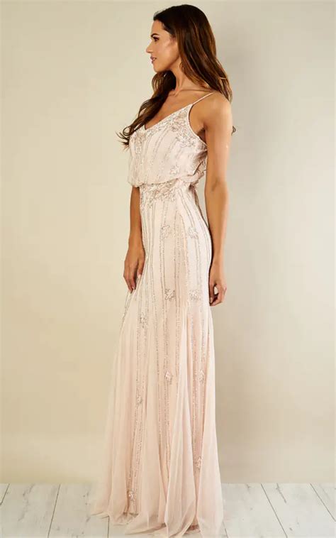 Nude Bridesmaid Dress Lace And Beads Silkfred Us