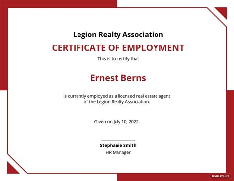 Commercial Real Estate Certificate Template In Word
