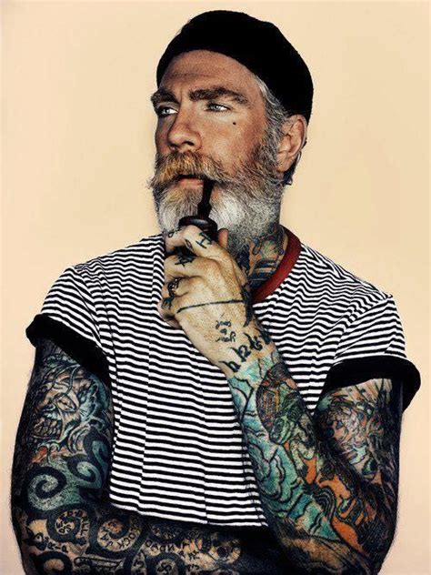 Tattooed Old And Wise Man In A Sailor Man Outfit Tattoos