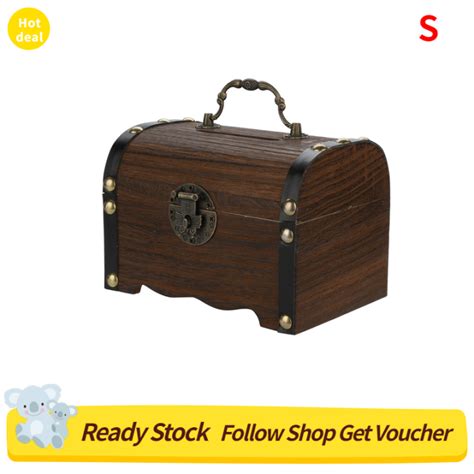 【hot Deal】wooden Piggy Bank Safe Money Box Savings With Lock Wood