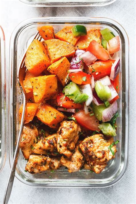 Toss the sweet potatoes and push to one side of the pan. Meal Prep - Roasted Chicken and Sweet Potato - Health Meal ...