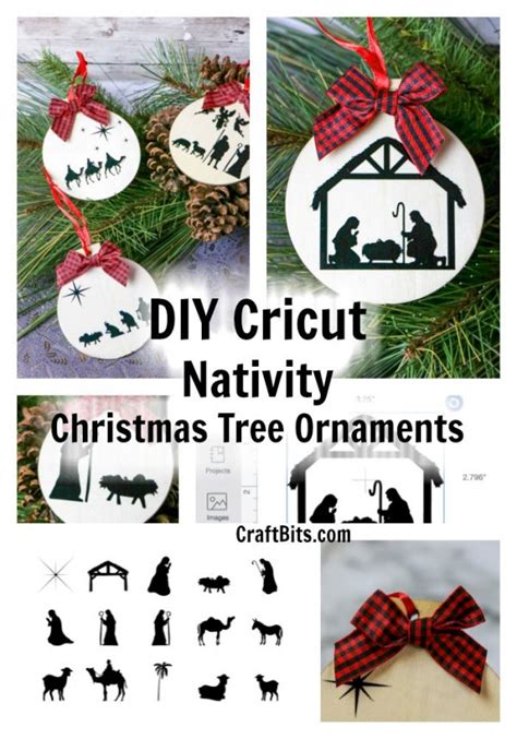Rustic Natural Wood Nativity Christmas Cricut Tree Ornaments