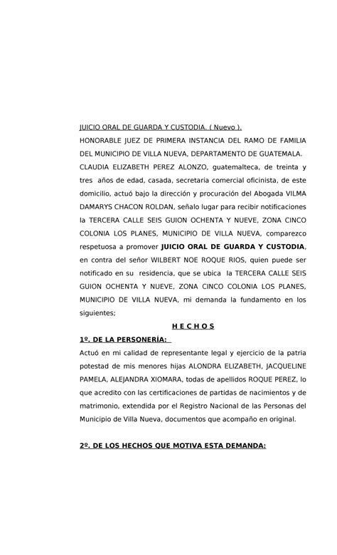 Juicio Oral De Guarda Y Custodia Juicio Oral De Guarda Y Custodia