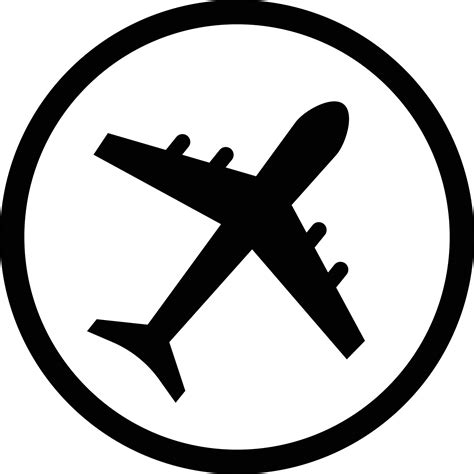 Plane Icon Vector Flight Transport Symbol Airplane Circle Button