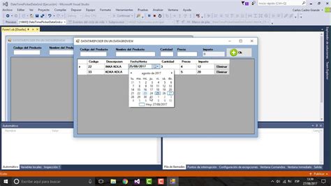 Agregar un control DateTimePicker y un botón eliminar a un DataGridView