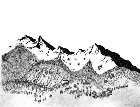 Mountains And Trees Pen Drawing By James Parker