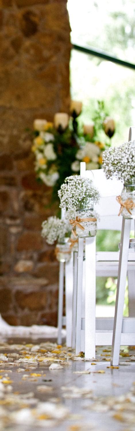 Set Of 10 Vintage Inspired Mason Jar Vases For Wedding Ceremony Aisle