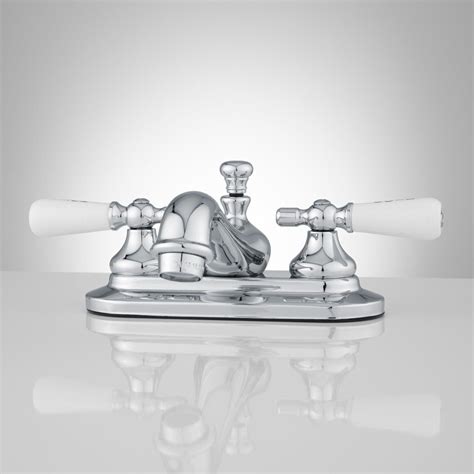 Teapot Centerset Bathroom Faucet Small Porcelain Lever Handles