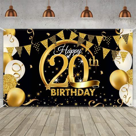 20th Birthday Decoration 20th Happy Birthday Banner 20th Etsy