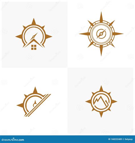 Set Of Creative Compass Logo Design Template Vector Icon Illustration