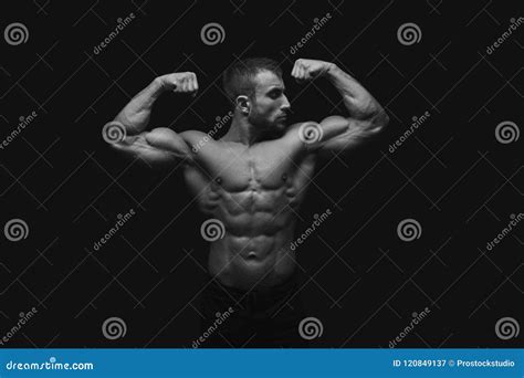 Strong Athletic Man Showes Naked Muscular Body Stock Image Image Of