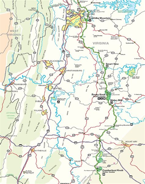 Blue Ridge Parkway Southern Virginia Map