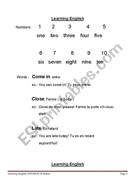English Worksheets Learning English For Beginner