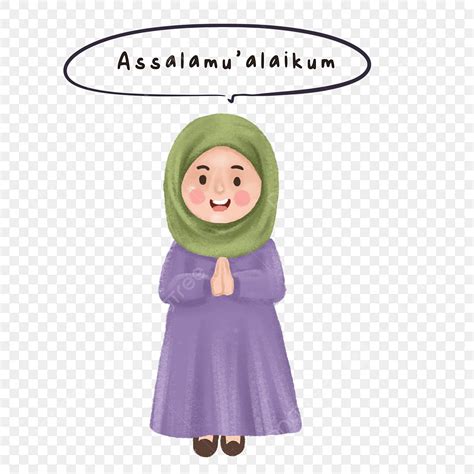 Süße Zeichentrickfigur Gruß Assalamualaikum Person Design Islam Png