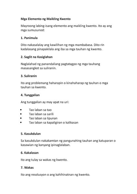 Elemento Ng Maikling Kwento Worksheet Hot Sex Picture Hot Sex Picture