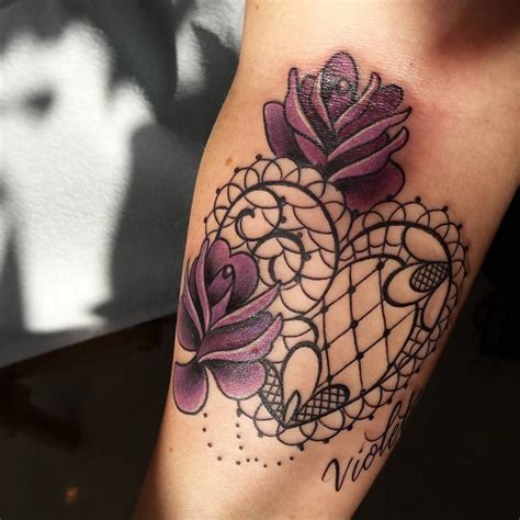 A delicate bow that is full of soft sweet details. Rose lace and pearl tattoo design | Lace tattoo design ...