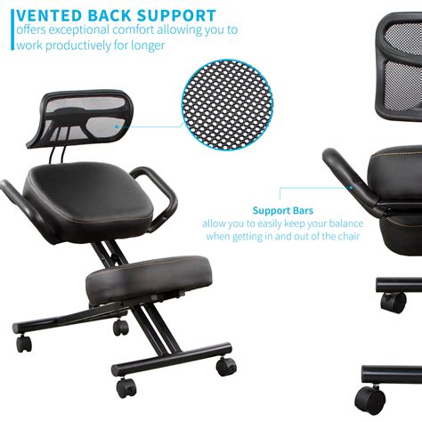 Dragonn By Vivo Ergonomic Kneeling Chair With Back Support Black Ebay
