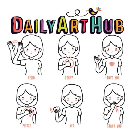 Basic Sign Language Clip Art Set Daily Art Hub Graphics Alphabets
