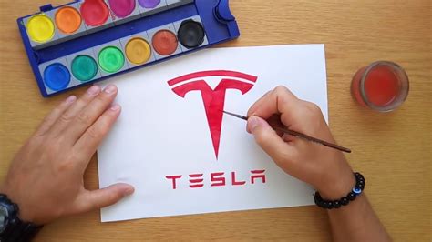 How To Draw Tesla Logo On Computer Using Ms Paint Famous Logo Drawing