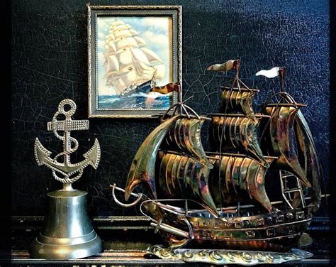 Vintage Nautical Decor Ship Sculpture Ship Frame Sailboat Frame