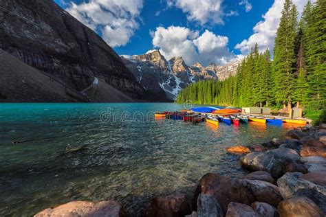 Moraine Lake In Banff National Park Of Canada Stock Photo