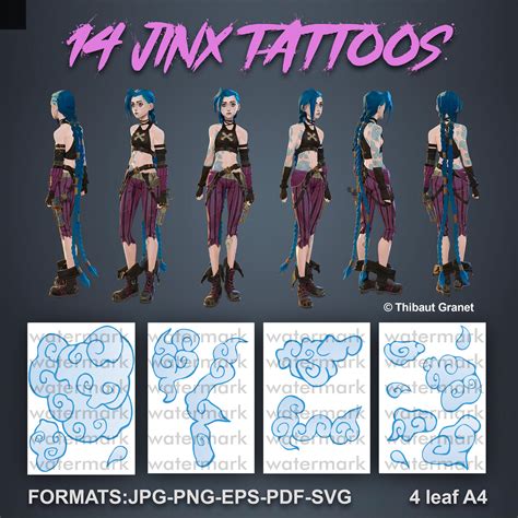 Jinx Arcane Printable Tattoos Jinx Clouds Tattoos Jinx Etsy Canada