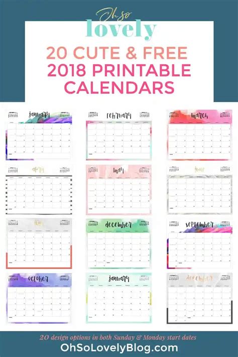 Cute Calendar 2019 Printable