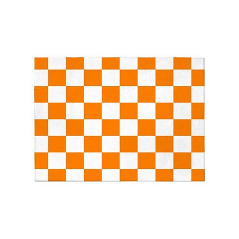 Orange And White Checkerboard 5x7area Rug By Crazycheckerboards
