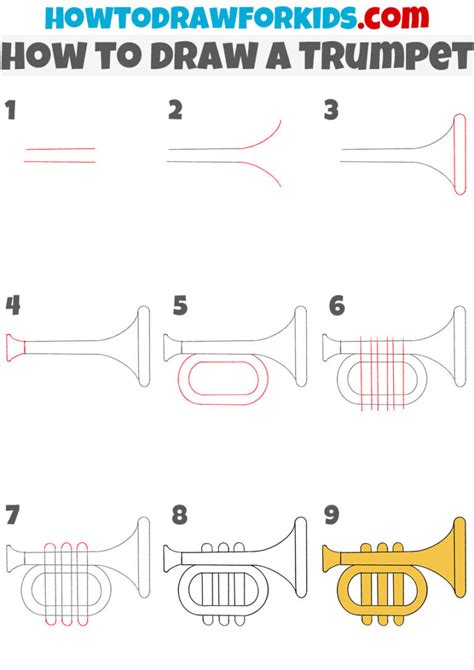 How To Draw A Trumpet Step By Step Easy Drawing Tutorial For Kids