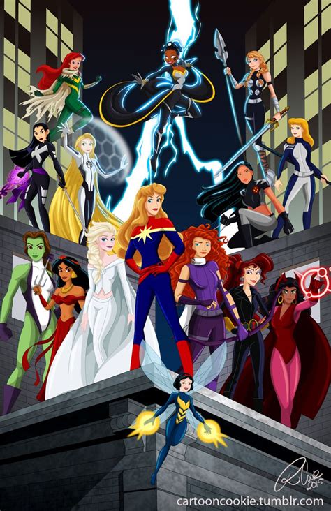 Disney Ladies As Marvel Superheroes Supers Disney Crossovers