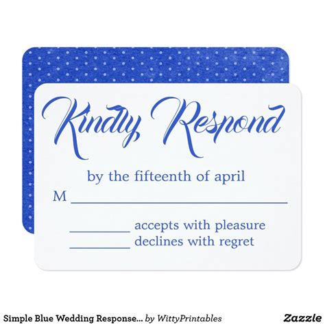 Simple Blue Wedding Response Card Modern Script | Zazzle.com | Wedding response cards, Response 