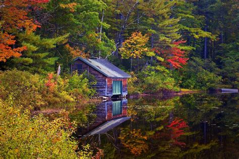 Lake House Forest Trees Landscape Autumn Wallpaper 2048x1365 417127
