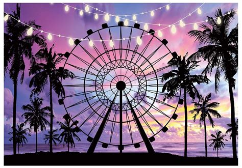 Buy Funnytree 7x5ft Summer Seaside Ferris Wheel Photography Backdrop