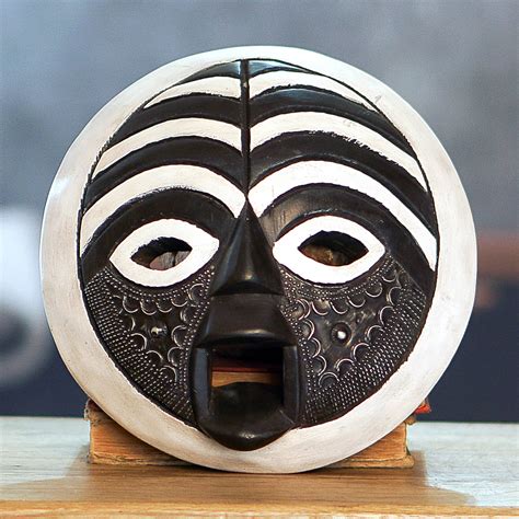 Circular West African Mask Handcrafted And Painted Rescued Novica