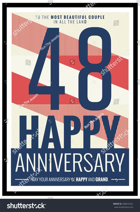 48 Years Happy Anniversary Vector Illustration Poster Design