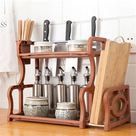 Kitchen Spice Racks, 2-Tier Standing Bathroom Shelf Kitchen Countertop