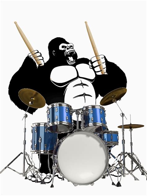Gorilla Playing The Drums T Shirt By Drawartist Redbubble Drums