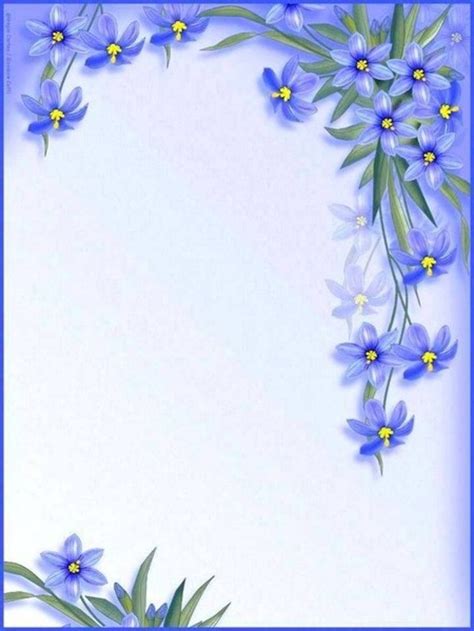 This clipart flower border has small clip art flowers on the top and bottom of the page and pretty leaves along the sides. papier a lettre | Flower frame, Frame border design ...