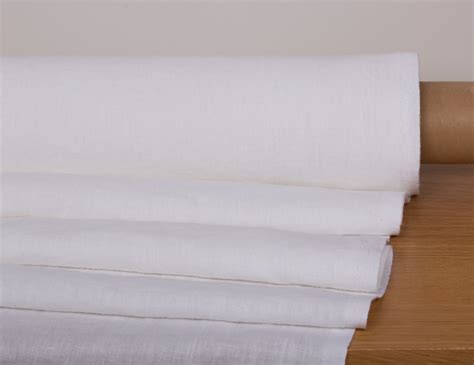 Linen Fabric 280gsm Heavyweight Stark White Washed 100 Pure Linen
